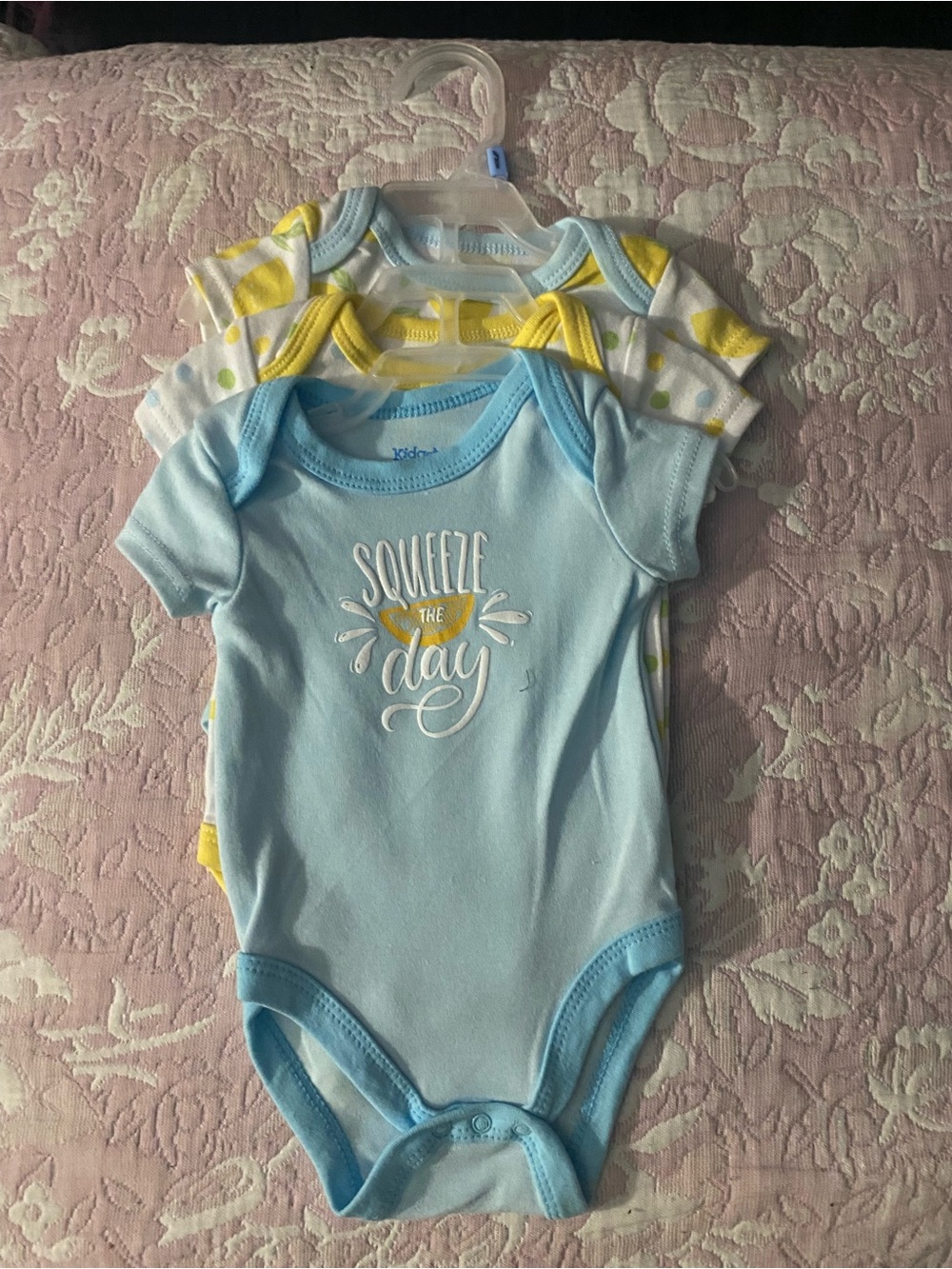 Kids Blue & Yellow One-Piece Bodysuit Set - 'Squeeze the Day'